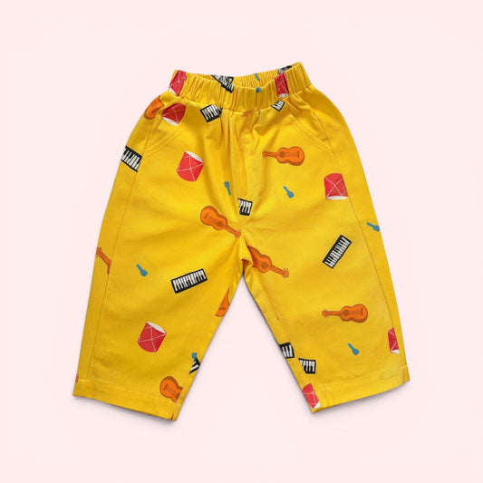 Kids yellow instrument pants made of cotton twill